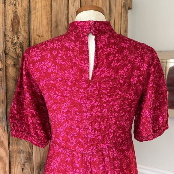 Free People Jessie Midi Dress Red Pink Ditsy Floral Print Viscose Boho Size XS - Picture 8 of 13
